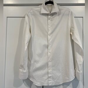 SUITSUPPLY Mens Extra Slim Fit White Reggiani Stretch Cotton Dress Shirt 41/16